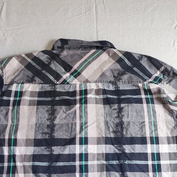 Zoo York casual button down shirt men's size XXL grey plaid long sleeve slim fit - Picture 4 of 11